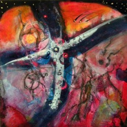 Suzanne Edminster, Days of the Dead, combined media on canvas, 12 x 12 inches